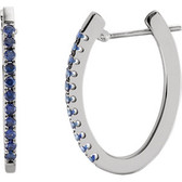 14kt White 20x14.5mm Sapphire Hoop Earrings