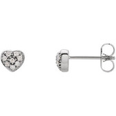 14kt White 1/10 CTW Diamond Heart Earrings