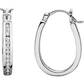 14kt White 1/3 CTW Diamond Inside/Outside Hoop Earrings
