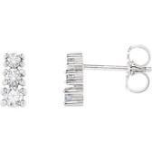 14kt White 1/4 CTW Diamond 3 Stone Earrings