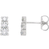 14kt White 3/8 CTW Diamond 3 Stone Earrings