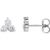 14kt White 1 1/5 CTW Three-Stone Diamond Earrings