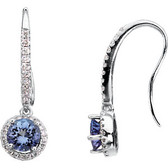 Tanzanite & Diamond Halo-Style Earrings