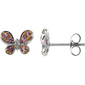 Pink Sapphire & Diamond Butterfly Earrings