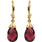 14kt Yellow 12x8mm Briolette Brazilian Garnet Earrings