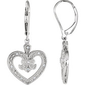 Sterling Silver .06 CTW Diamond Heart Lever Back Earrings