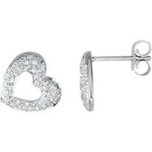 14kt White 1/4 CTW Diamond Heart Earrings