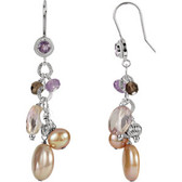 Freshwater Cultured Pearl & Multi-Gemstone Earrings