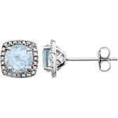 Sterling Silver Sky Blue Topaz & .015 CTW Diamond Earrings