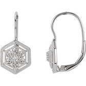 14kt White 1/10 CTW Diamond Filigree Lever Back Earrings