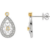 14kt Two-Tone 1/4 CTW Diamond Filigree Earrings