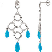 Sterling Silver Turquoise Chandelier Earrings with Box