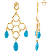 18kt Vermeil Turquoise Chandelier Earrings with Box