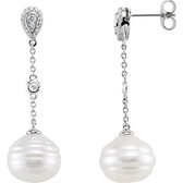 14kt White South Sea Cultured Pearl & 1/4 CTW Diamond Earrings