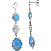 Sterling Silver Blue Chalcedony Earrings with Box