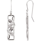 14kt White 1/4 CTW Diamond Drop Earrings with Leaf Design & Accent