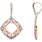 14kt Yellow Pink Sapphire & 1/2 CTW Diamond Earrings