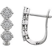 14kt White 1/2 CTW Diamond 3-Stone Earrings