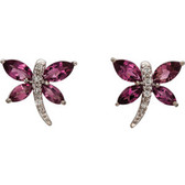 14kt White Pink Tourmaline & .04 CTW Diamond Earrings