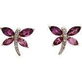 14kt Yellow Pink Tourmaline & .04 CTW Diamond Earrings