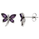 Amethyst & Diamond Dragonfly Earrings
