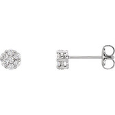 14kt White 1/4 CTW Diamond Cluster Earrings