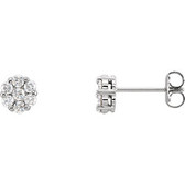 14kt White 1/2 CTW Diamond Cluster Earrings