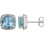 14kt White Sky Blue Topaz & .06 CTW Diamond Earrings