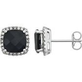 14kt White Onyx & .06 CTW Diamond Earrings