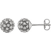 14kt White 3/4 CTW Diamond Cluster Earrings