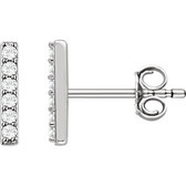 14kt White 1/10 CTW Diamond Vertical Bar Earrings