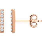 14kt Rose 1/10 CTW Diamond Vertical Bar Earrings