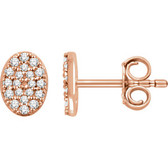 14kt Rose 1/6 CTW Diamond Oval Cluster Earrings