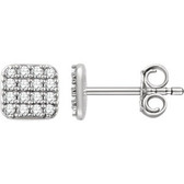 14kt White 1/5 CTW Diamond Square Cluster Earrings