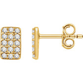 14kt Yellow 1/5 CTW Diamond Rectangle Cluster Earrings