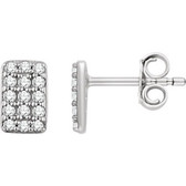 14kt White 1/5 CTW Diamond Rectangle Cluster Earrings