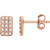 14kt Rose 1/5 CTW Diamond Rectangle Cluster Earrings