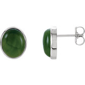 Nephrite Jade Oval Bezel Earrings
