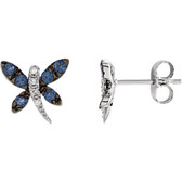 Blue Sapphire & Diamond Dragonfly Earrings