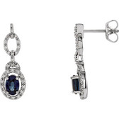14kt White 1/4 CTW Diamond & Blue Sapphire Earrings