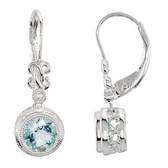 14kt White Aquamarine & .02 CTW Diamond Earrings