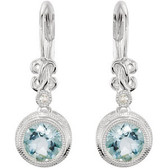 Sterling Silver Aquamarine & .02 CTW Diamond Earrings