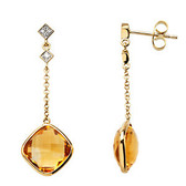 14kt Yellow Citrine & .05 CTW Diamond Earrings
