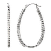 Platinum 1 CTW Diamond Inside/Outside Hoops