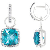 14kt White Swiss Blue Topaz & 3/8 CTW Diamond Earrings