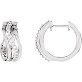 14kt White 1/5 CTW Diamond Hoop Earrings