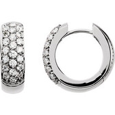 14kt White 7/8 CTW Diamond Hoop Earrings