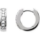 14kt White 1/6 CTW Diamond Hoop Earrings