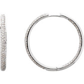 18kt White 1 1/2 CTW Diamond Inside/Outside Hoop Earrings