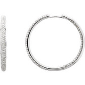 18kt White 1 3/4 CTW Diamond Inside/Outside Hoop Earrings
